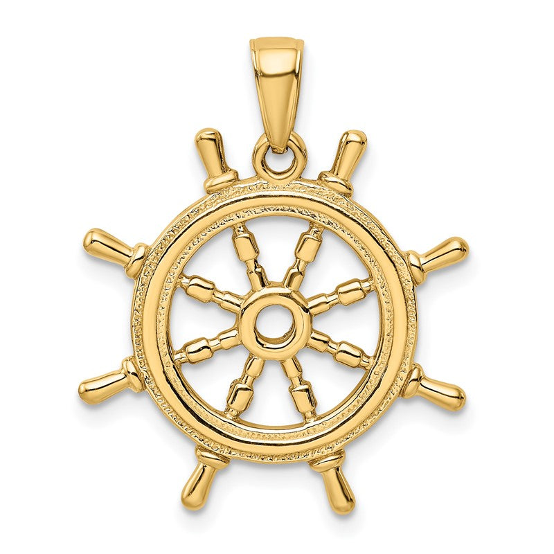 14K  3-D Ships Wheel Pendant K3071