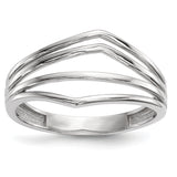 14k White Gold Polished Curved 4-Bar Ring R608