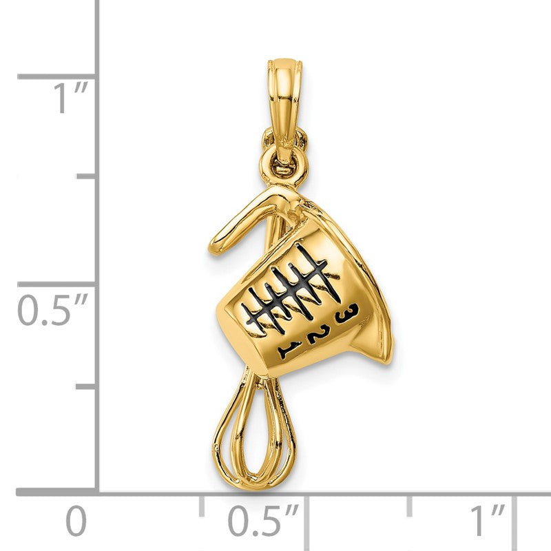14K 3-D Black Enameled Measuring Cup and Whisk Pendant K4210