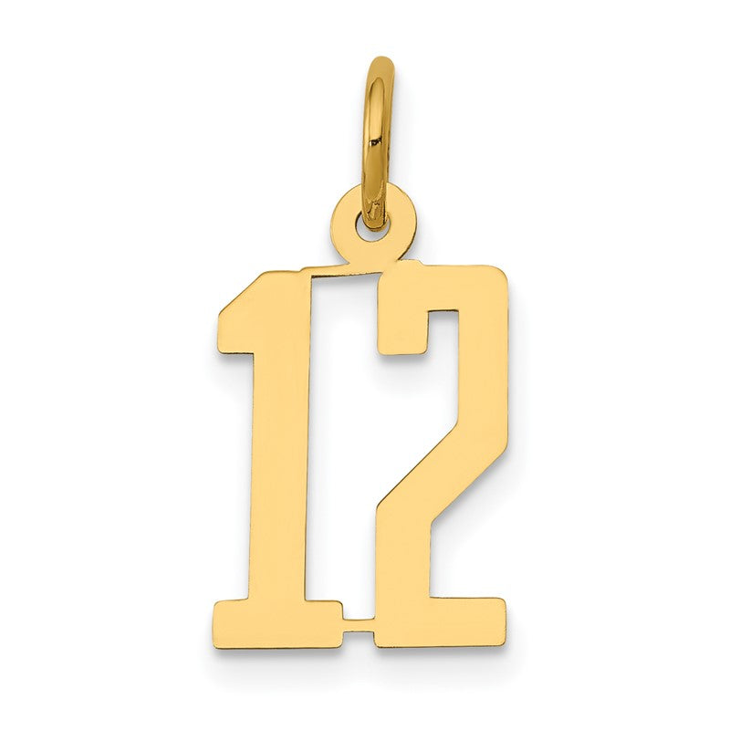 14k Small Elongated Number 12 Charm LES12
