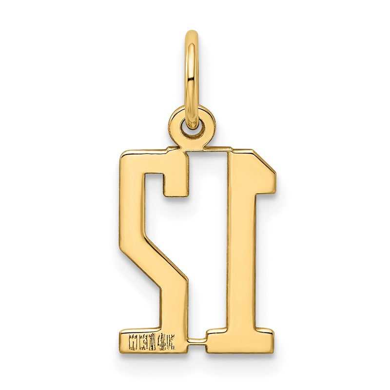 14k Small Elongated Number 12 Charm LES12