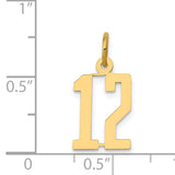 14k Small Elongated Number 12 Charm LES12