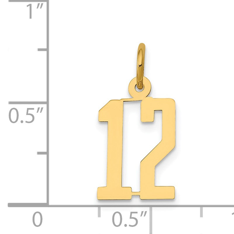 14k Small Elongated Number 12 Charm LES12