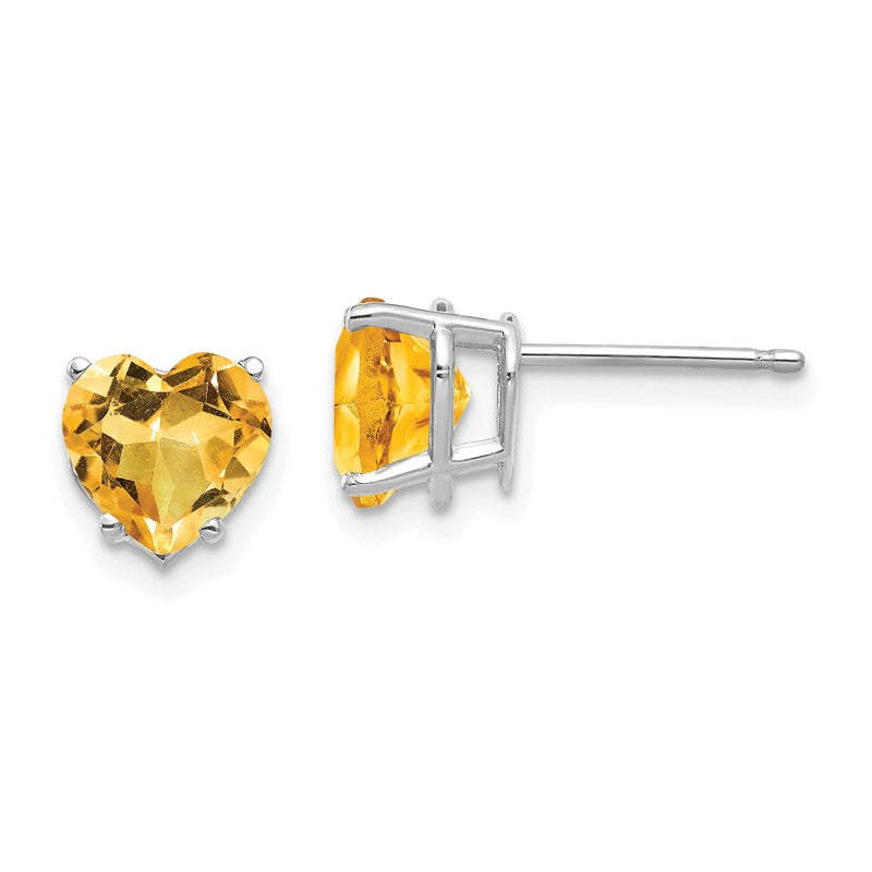 14k White Gold 7mm Heart Citrine Post Earrings XE99WCI