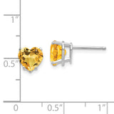 14k White Gold 7mm Heart Citrine Post Earrings XE99WCI