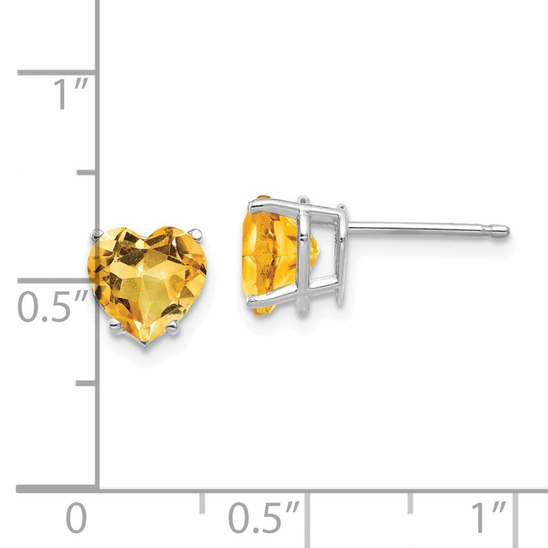 14k White Gold 7mm Heart Citrine Post Earrings XE99WCI