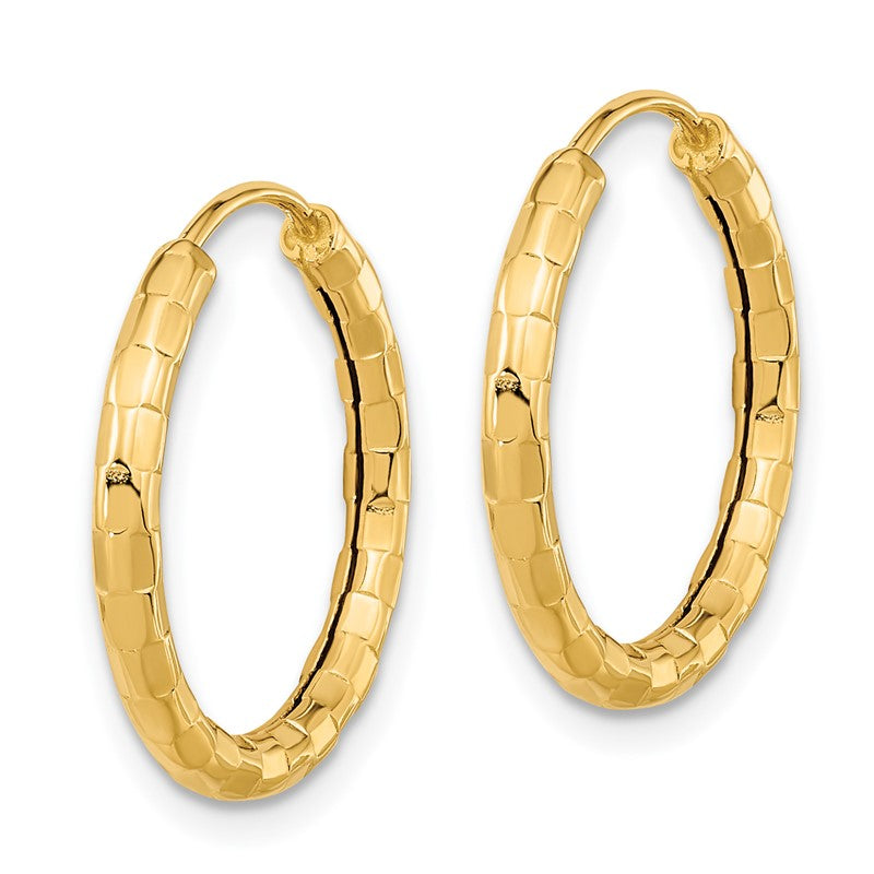 14k 2.5x20mm Polished Faceted Tube Hoop Earrings TF1008