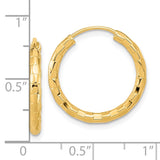 14k 2.5x20mm Polished Faceted Tube Hoop Earrings TF1008