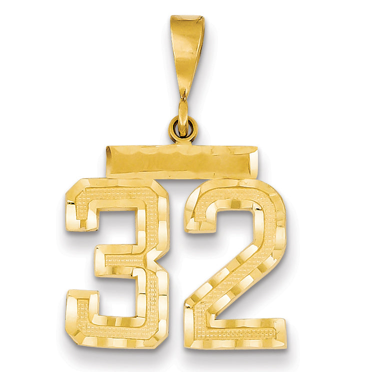 14k Medium Diamond-cut Number 32 Charm MN32