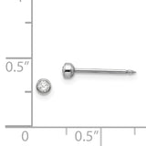 Inverness 14k White 3mm Crystal Bezel Piercing Earrings 334E