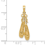 14K Solid Satin Polished Ballet Slippers Pendant C2274