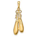14K Solid Satin Polished Ballet Slippers Pendant C2274