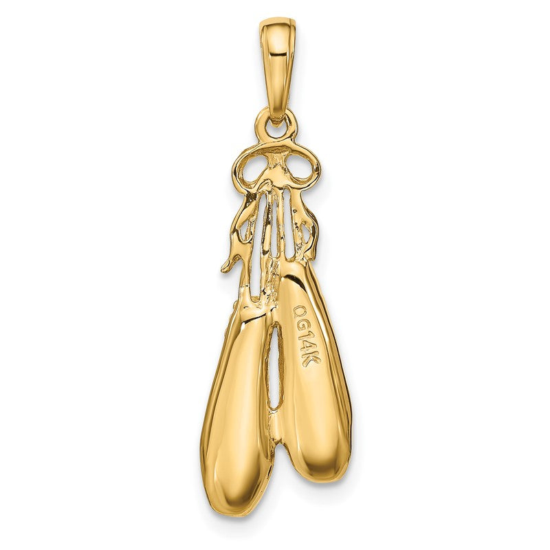 14K Solid Satin Polished Ballet Slippers Pendant C2274