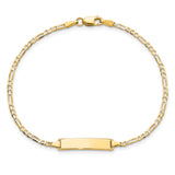 14k Polished Solid Chain/Solid Plate Flat Figaro Link 19.5x4.5mm Plate 7 inch ID Bracelet LID72
