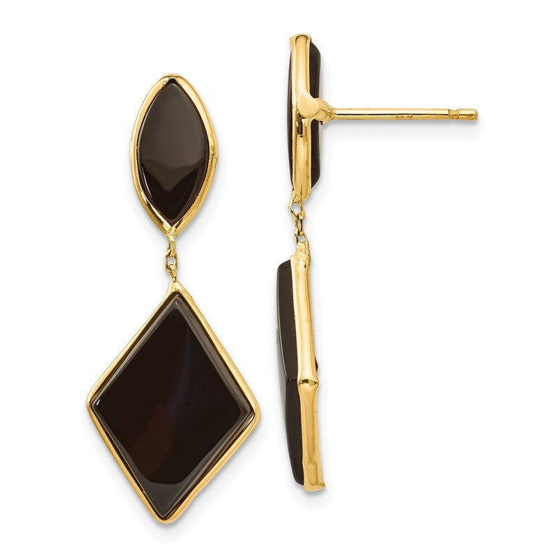 14k Black Onyx Dangle Post Earrings XY812