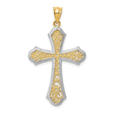 14k and White Rhodium Filigree Cross Pendant D1645