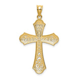 14k and White Rhodium Filigree Cross Pendant D1645