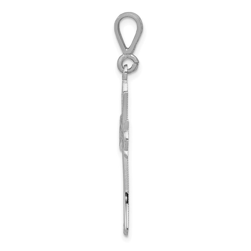 14k White Gold Fleur de Lis Cross Pendant K375