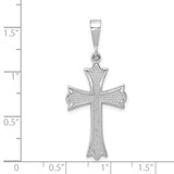 14k White Gold Fleur de Lis Cross Pendant K375