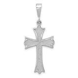 14k White Gold Fleur de Lis Cross Pendant K375