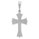14k White Gold Fleur de Lis Cross Pendant K375