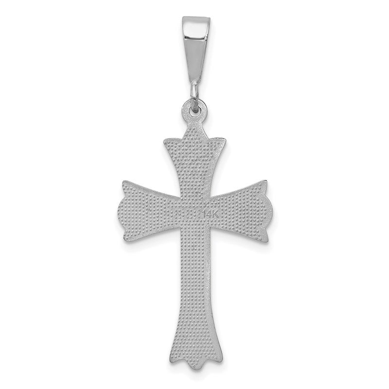 14k White Gold Fleur de Lis Cross Pendant K375