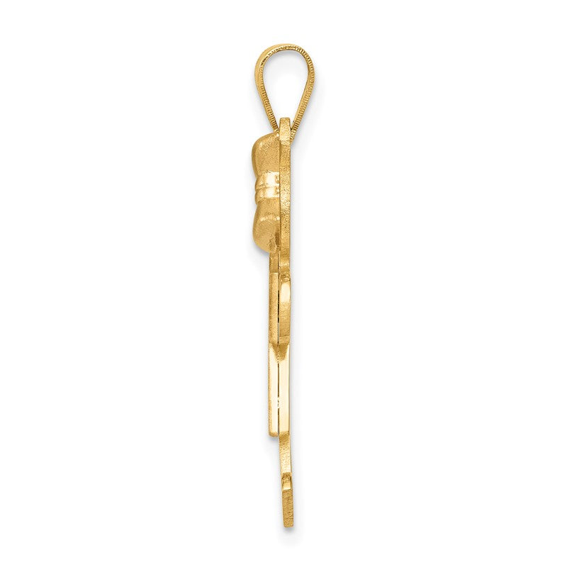 14k Two-tone The Kids Medium Girl with Bow on Right Engravable Kiss Charm XK246