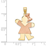 14k Two-tone The Kids Medium Girl with Bow on Right Engravable Kiss Charm XK246