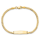 14k Polished Solid Chain/Solid Plate Curb Link Soft Diamond Shape 19.5x5.5mm Plate 6 inch Baby/Child ID Bracelet CUR070IDC