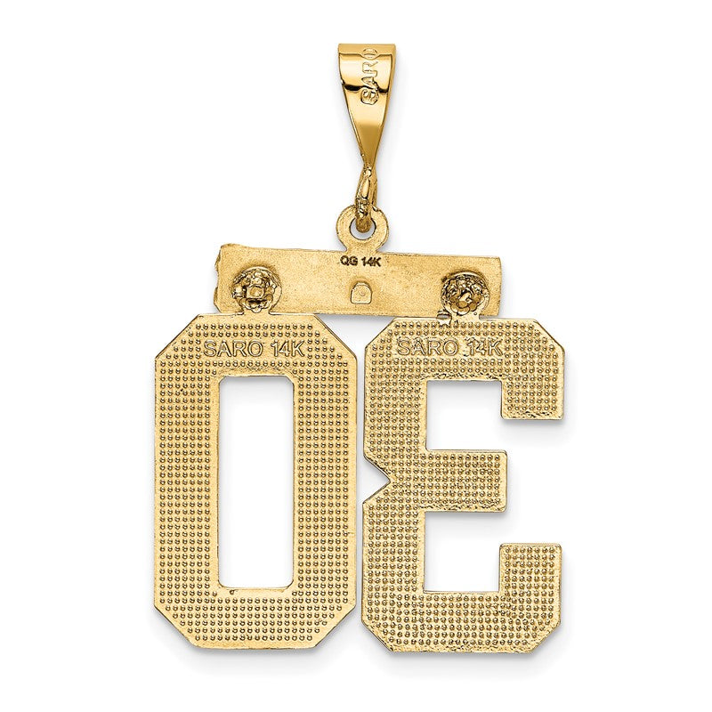 14k Large Brushed Diamond-cut Number 30 Charm LN30