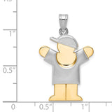 14k Two-tone The Kids Medium Puffed Boy with Hat on Right Engravable Love Charm XK580