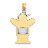 14k Two-tone The Kids Medium Puffed Boy with Hat on Right Engravable Love Charm XK580