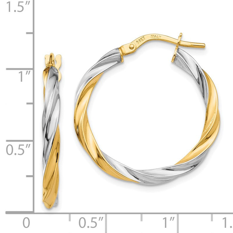 14K & Rhodium Twisted Hoop Earrings TH717