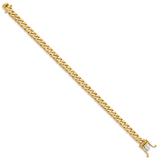14K 20 inch 6.8mm Hand Polished Flat Beveled Curb Link with Box Catch Clasp Chain LK131