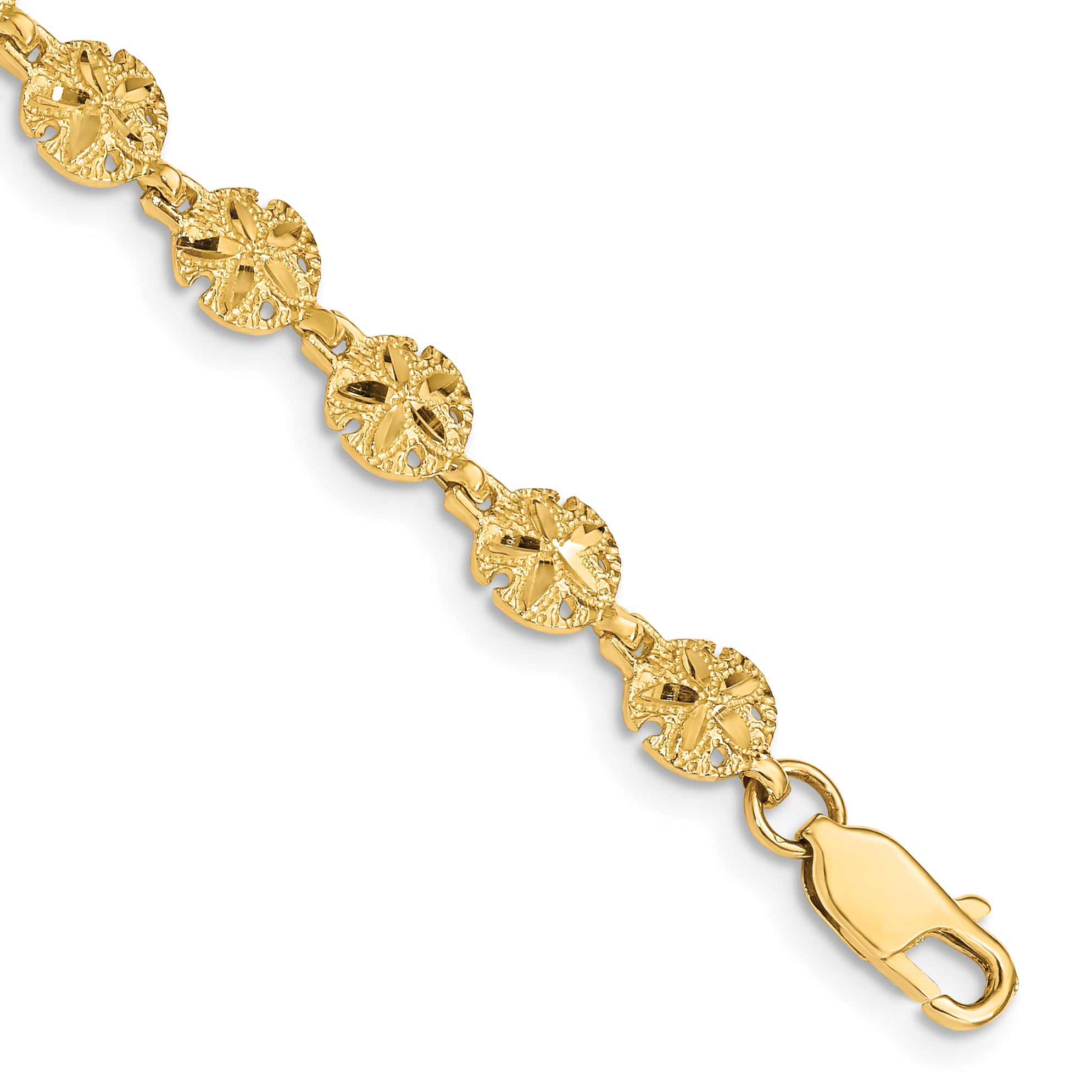 14k Polished and Textured Sand Dollar 7.25 inch Bracelet FB1495