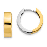 14k Two-tone Round Hinged Hoop Earrings TM601