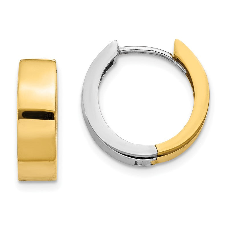 14k Two-tone Round Hinged Hoop Earrings TM601