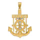 14k Two-tone Diamond-cut Mariners Crucifix Pendant C3717