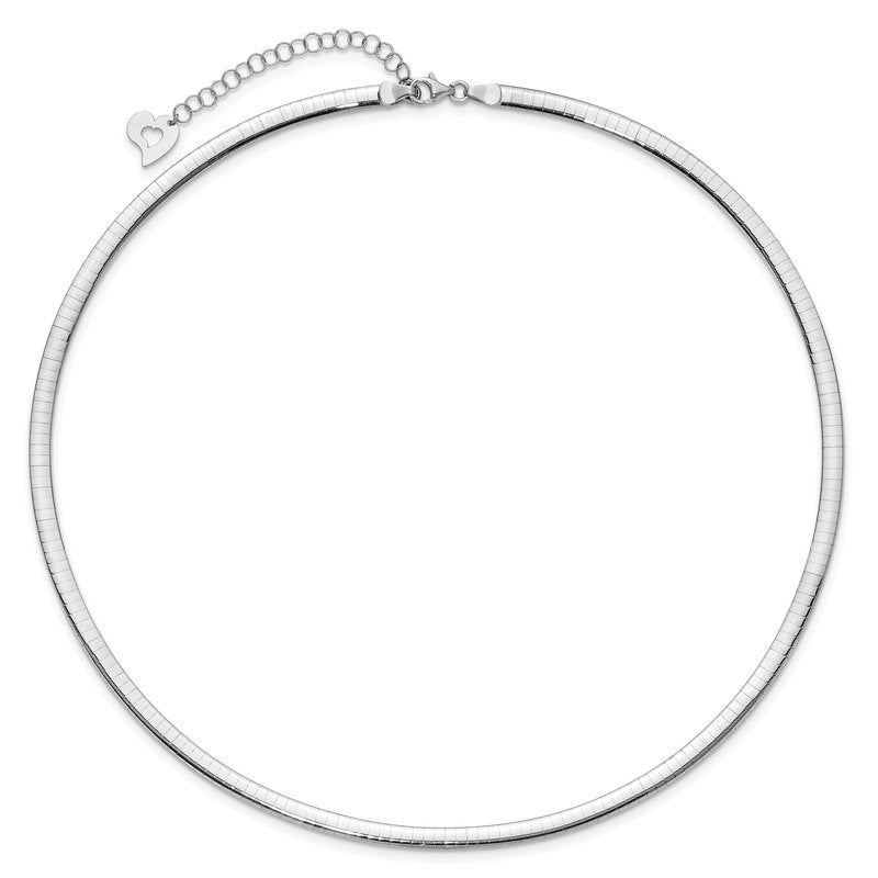 14k Two-tone 4mm Lightweight Reversible 16 inch Omega Necklace Plus 2 inch Heart Chain Extender ROML4