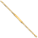 14k Polished Solid Chain/Solid Plate Figaro Link 33.5x6mm Plate 7 inch ID Bracelet FIG110ID