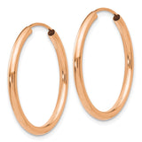 14k Rose Gold 2x25mm Polished Round Endless Hoop Earrings XY1249