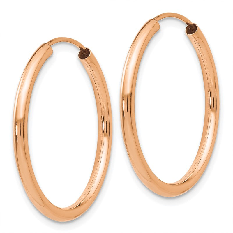 14k Rose Gold 2x25mm Polished Round Endless Hoop Earrings XY1249