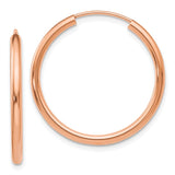 14k Rose Gold 2x25mm Polished Round Endless Hoop Earrings XY1249