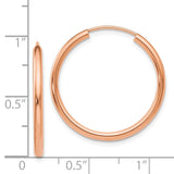 14k Rose Gold 2x25mm Polished Round Endless Hoop Earrings XY1249