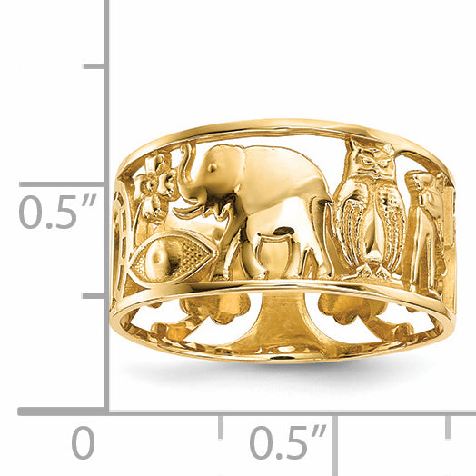 14k Lucky Symbols Cut Out 9mm Band R646