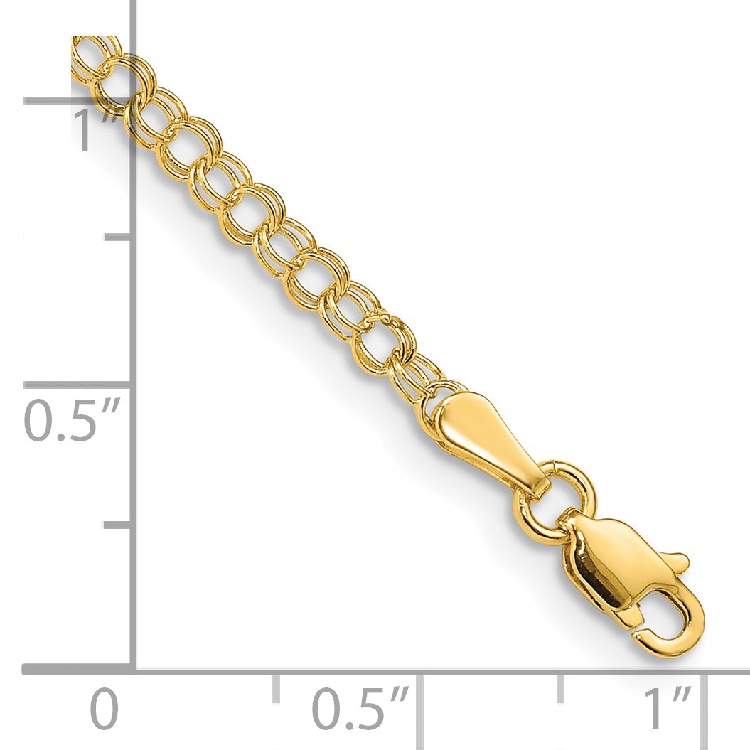 14k 3mm Solid Double Link 7 inch Charm Bracelet DO553