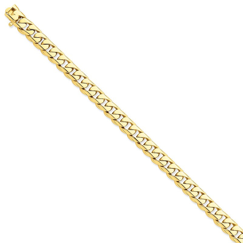 14K 20 inch 8.4mm Hand Polished Rounded Curb Link with Box Catch Clasp Chain LK125