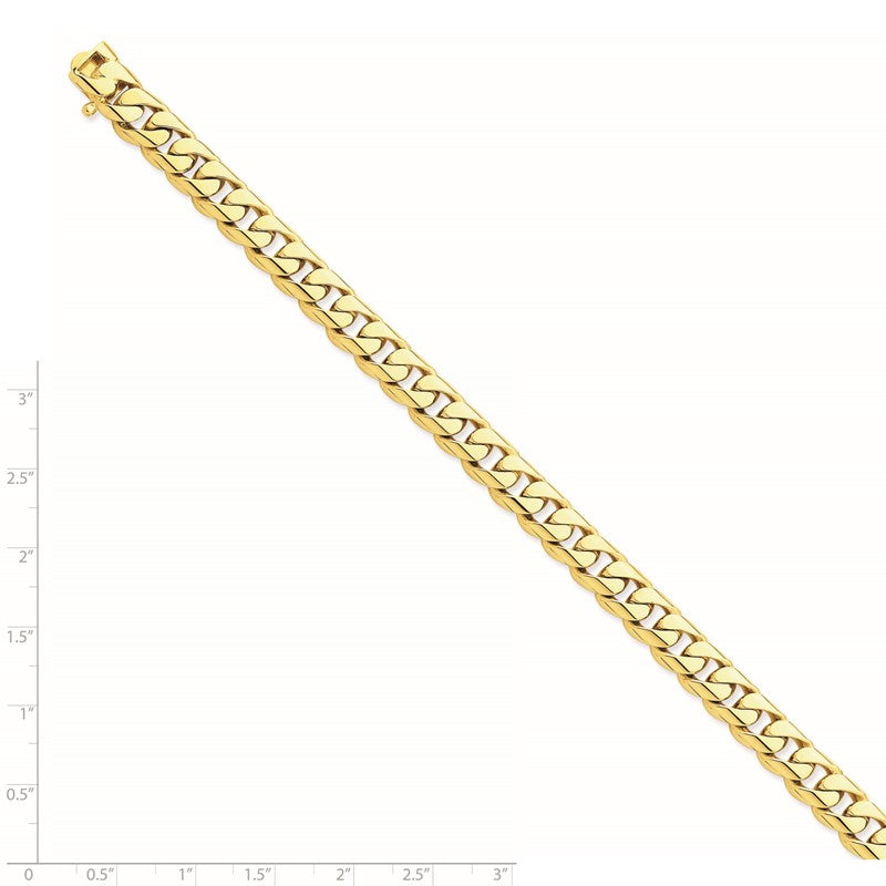 14K 20 inch 8.4mm Hand Polished Rounded Curb Link with Box Catch Clasp Chain LK125