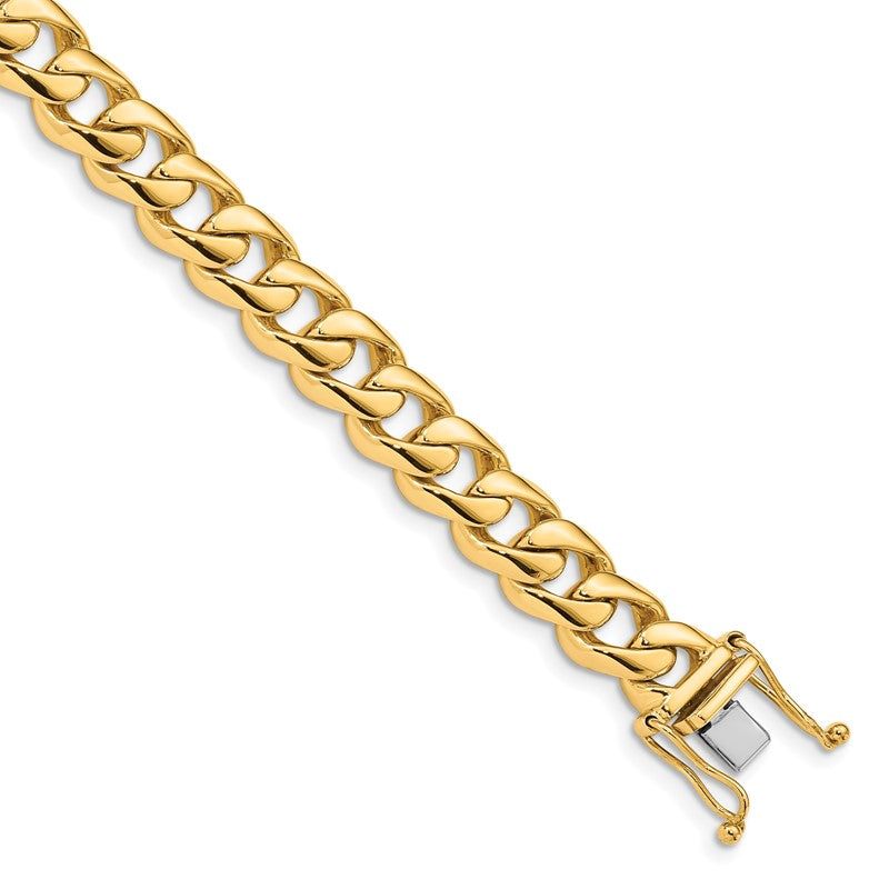 14K 20 inch 8.4mm Hand Polished Rounded Curb Link with Box Catch Clasp Chain LK125