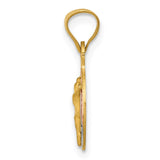 14K with Rose and White Rhodium Diamond-cut Corpus Circle Pendant K5621